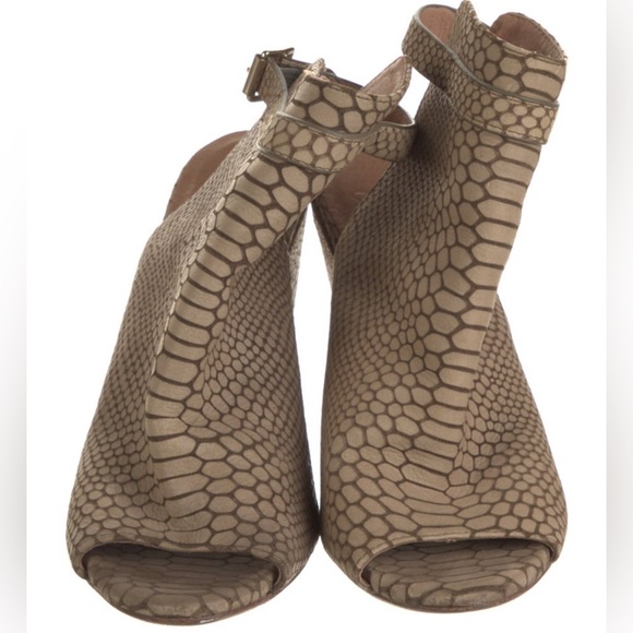 Joie Windsor Snakeskin Leather Wedge Open Toe Sandals Size 7.5 - Picture 3 of 5